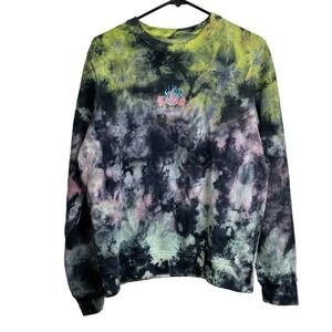 Blind Rooster Sweatshirt Medium Pullover Tie Dye Floral Embroidered Soul On Fire